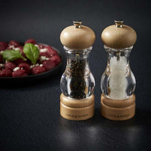 Load image into Gallery viewer, BEECH WOOD &amp; ACRYLIC SALT &amp; PEPPER MILL SET
