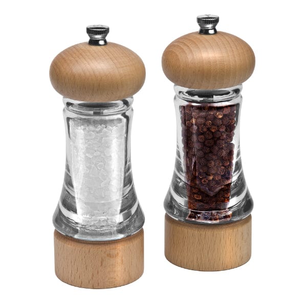 BEECH WOOD & ACRYLIC SALT & PEPPER MILL SET