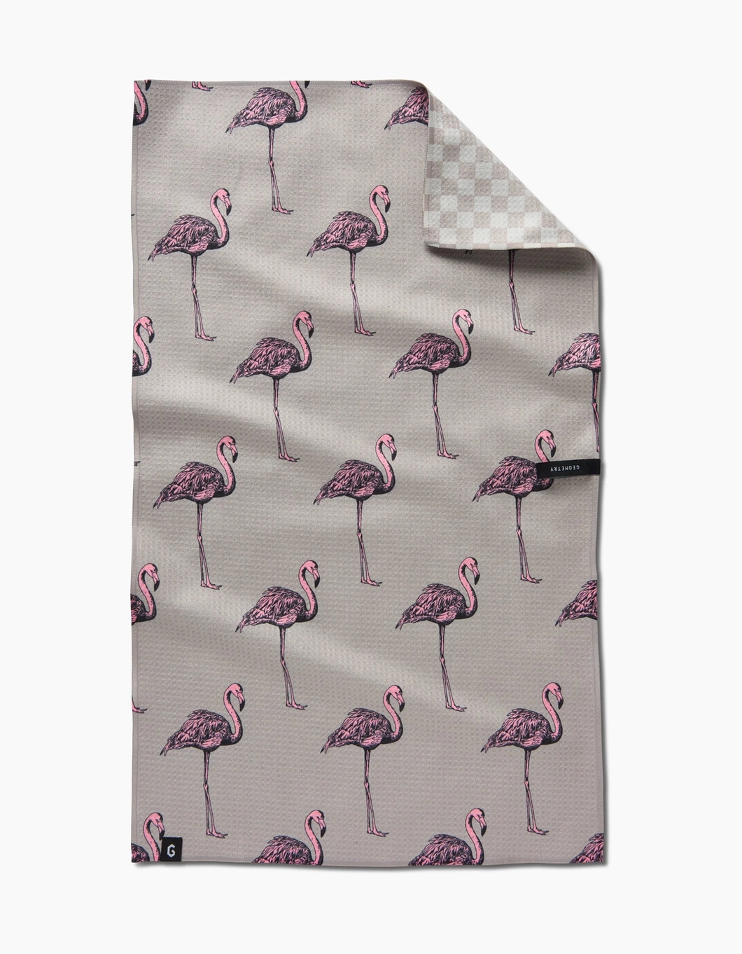 Geometry Double Sided Kitchen Tea Towel: Flamingo Dance